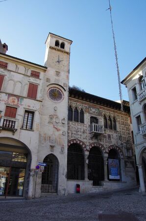 The old village of Serravalle in Vittorio Veneto. Vittorio Veneto was founded in 1866 by the union of Ceneda and Serravalle, and was named after Italy's King Vittorio Emanueleのeditorial素材