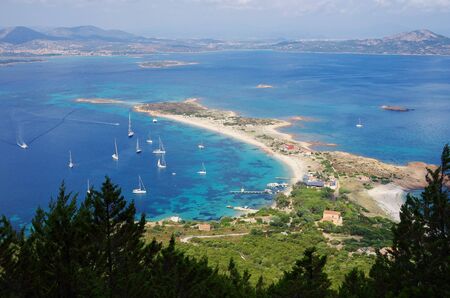 Spalmatore di terra beach from high above along the trail to Punta Cannone