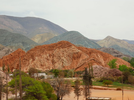 The Seven Colours Hill ( Cerro de los siete colores) at Purmamarca, Argentinaの写真素材