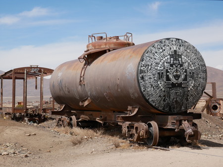 Train cemetary near Uyuni, Bolovia. Andean altiplano of Bolivia, South Americaのeditorial素材