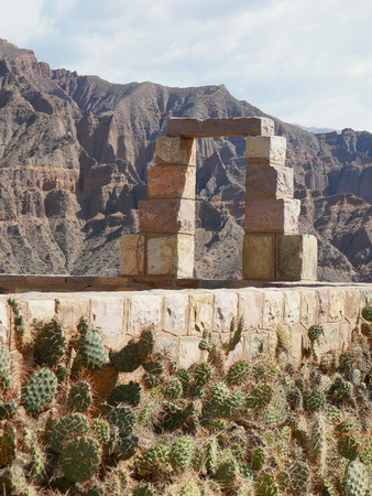 Red rocks and Inca ruins in Tilcara, Quebrada de Humahuaca, Argentina