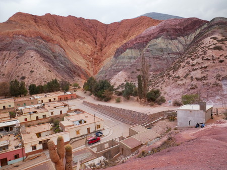 The Seven Colours Hill ( Cerro de los siete colores) at Purmamarca, Argentinaのeditorial素材