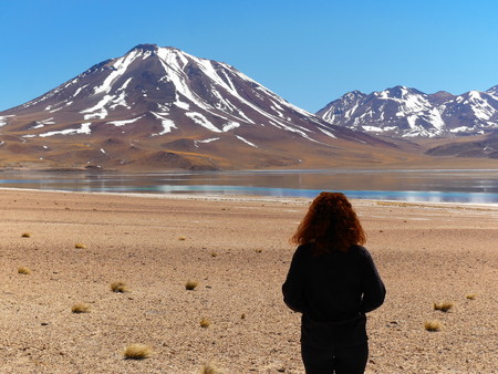 Laguna Miscanti in the Chilean Andes. The desert of Atacama in the north of Chile is the driest...