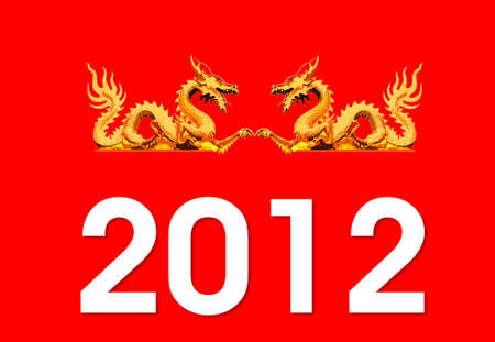 golden gragon statue,new years 2012の写真素材