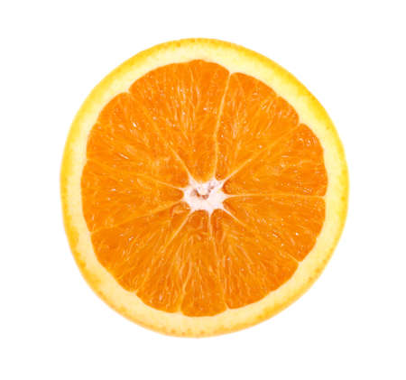 slice of orange isolated on white backgroundの写真素材
