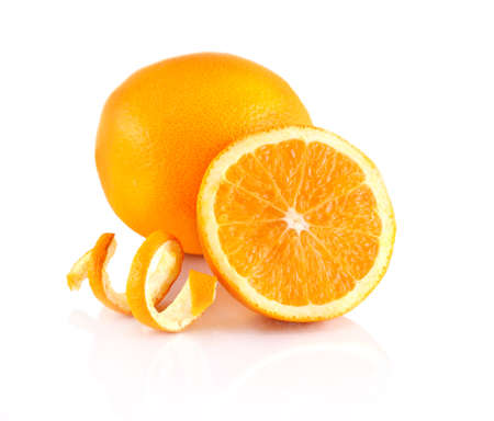Orange fruit isolated on white background の写真素材