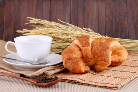 morning croissants with coffeeの写真素材