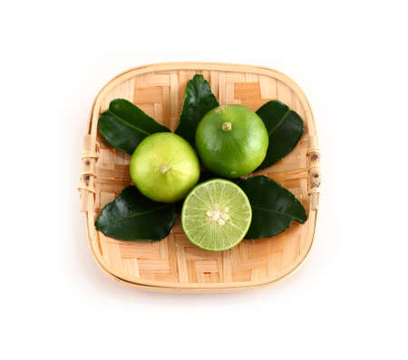 Fresh lime isolated on whiteの写真素材