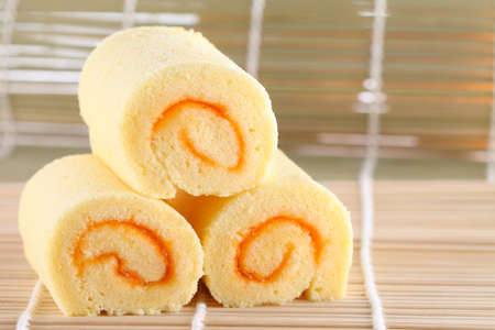 roll cake orangeの写真素材