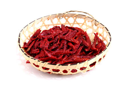 Dried big chili on white backgroundの写真素材
