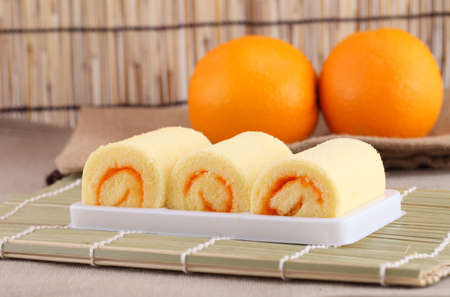 roll cake orangeの写真素材