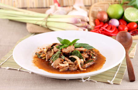 Thai spicy meat saladの写真素材