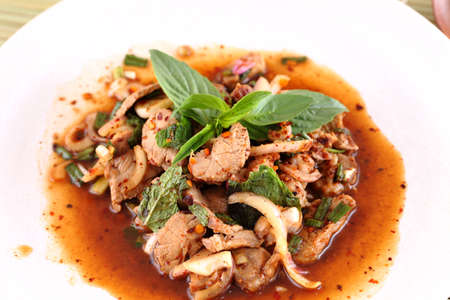 Thai spicy meat salad の写真素材