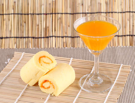 roll cake orangeの写真素材