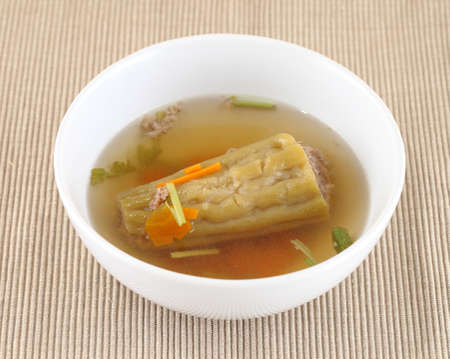 Bitter Gourd Soup with Pork in a Bowlの写真素材