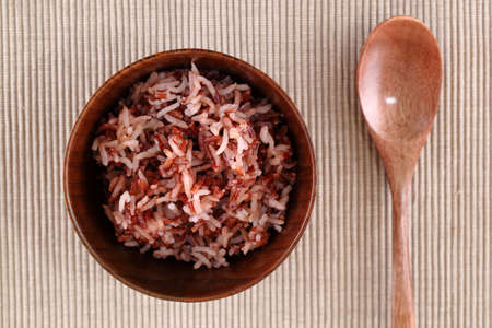 Red rice in a small ceramic dish の写真素材