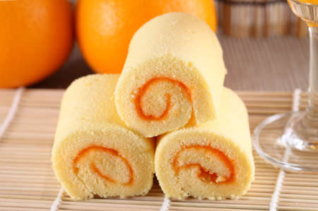 roll cake orange の写真素材