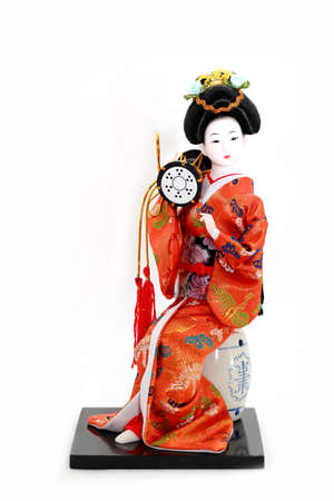 Japanese Doll white isolatedの写真素材