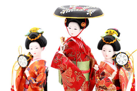 Japanese Doll white isolatedの写真素材