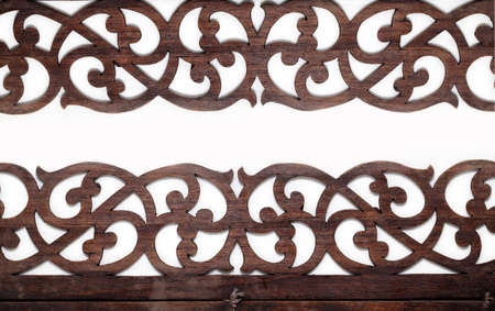 Thai style pattern design handcraft on wood の写真素材