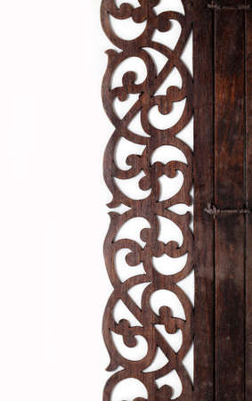 Thai style pattern design handcraft on wood の写真素材