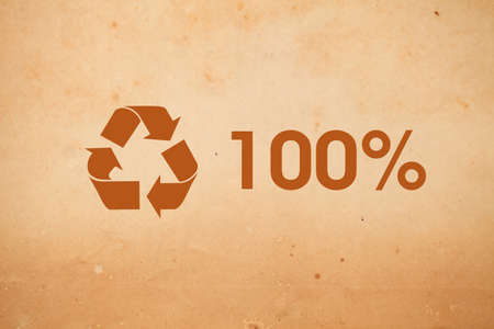 recycle symbol on a yellow vintage paper の写真素材