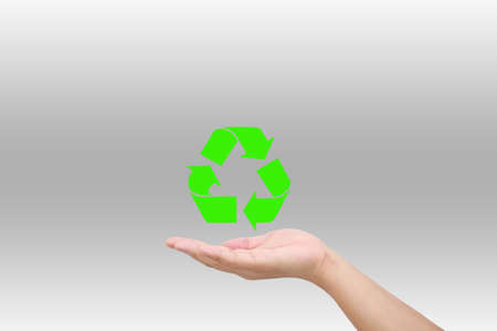 Recycled on a man hand の写真素材