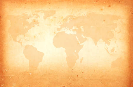 World map on old paperの写真素材
