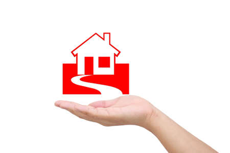 hand home business isolated white backgroundの写真素材