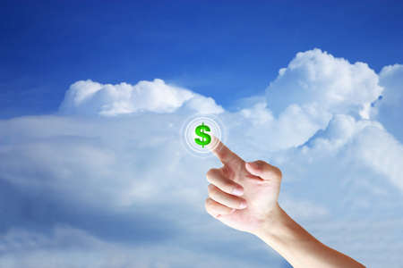 A hand pressing business type of modern buttons の写真素材