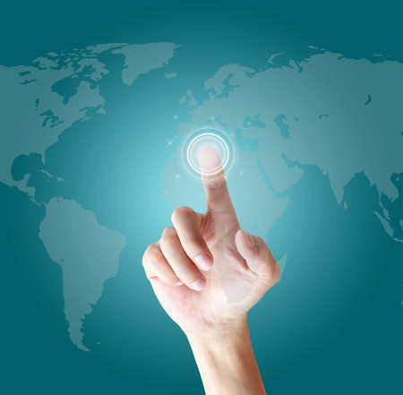 hand pressing business type of modern button world