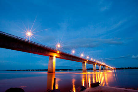Bridge across the Mekong River  Thai-Lao friendship bridge, Thailand の写真素材