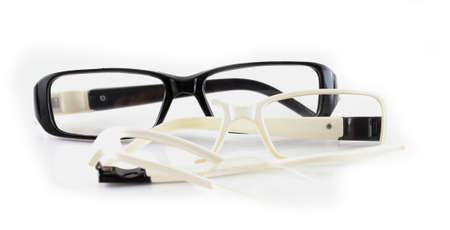 Broken Eyeglasses on White Background 