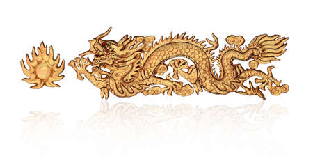 Golden dragon statueの写真素材