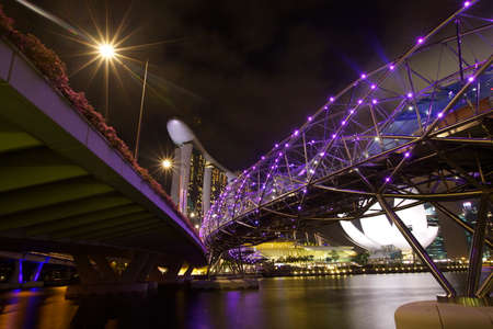  The Marina Bay Sands complex at night のeditorial素材