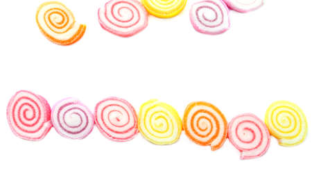 Stack of colorful candy isolatedの写真素材