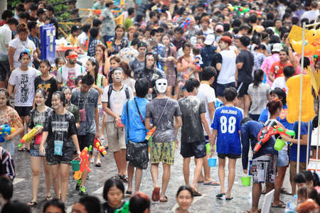 BANGKOK, APRIL 15  Songkran is water festival in Thailand as the traditional New Year on April 15, 2014 in Bangkok, Thailand  Thai and tourist enjoyed to throwing water to each other everywhere  のeditorial素材
