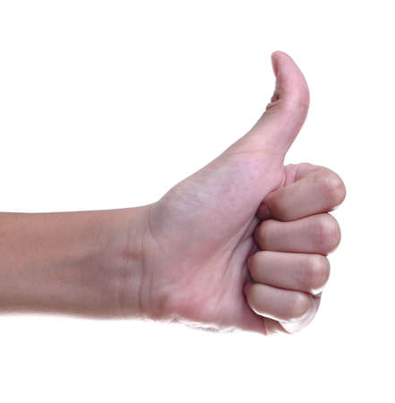 thumbs up sign against white background 