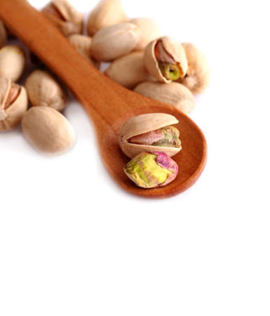 Pistachio nut on white backgroundの写真素材