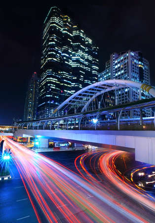 Night traffic in sathorn road ,Bangkokのeditorial素材