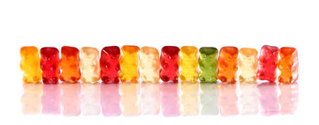 colorful jelly bears on white backgroundの写真素材