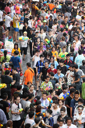 Bangkok April 15:Songkran Festival at Silom Road, Bangkok, is another beat place to celebrate Thai...