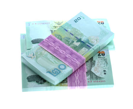 Thai money 20 baht isolated on white , thai bank note backgroundの写真素材