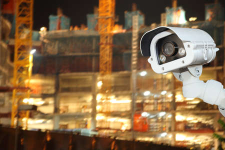 CCTV with Blurring Building construction background.