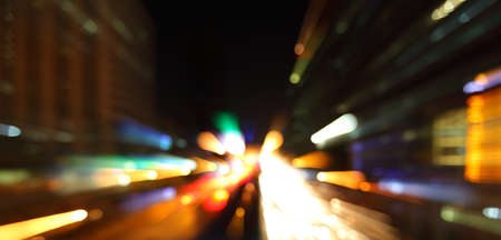 Abstract image of bokeh lights with motion blur in the city.の写真素材