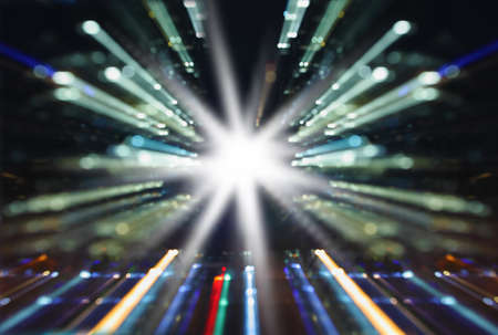 blurred city at blue hour. concept about traveling and city lifestyleの写真素材