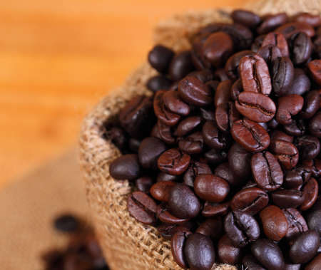 Macro Coffee Beans in a Bagの写真素材