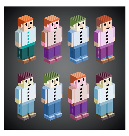 People in different colors on a gray backgroundのイラスト素材