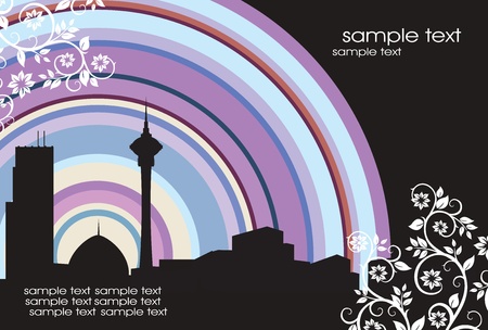 The outlines of the city with abstract elementsのイラスト素材