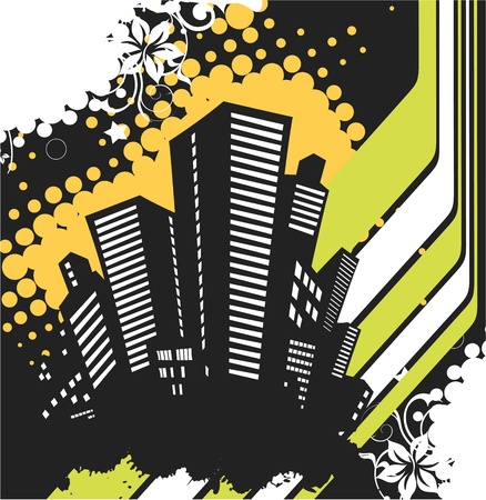 Black silhouette of the city in urban styleのイラスト素材